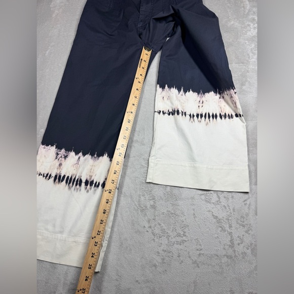 By Anthropologie Fatima Dip Dyed Wide Leg Cropped Grey White Boho Pants Size 27 - Picture 10 of 16